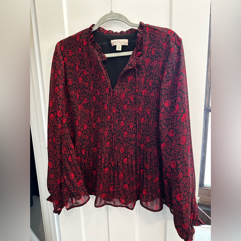 Philosophy Black and Red Patterned Blouse